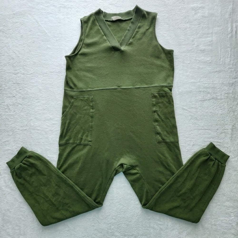 Zenana Jumpsuit Womens 3X Green Sleeveless Romper 100% Cotton Harem Lounge Casua